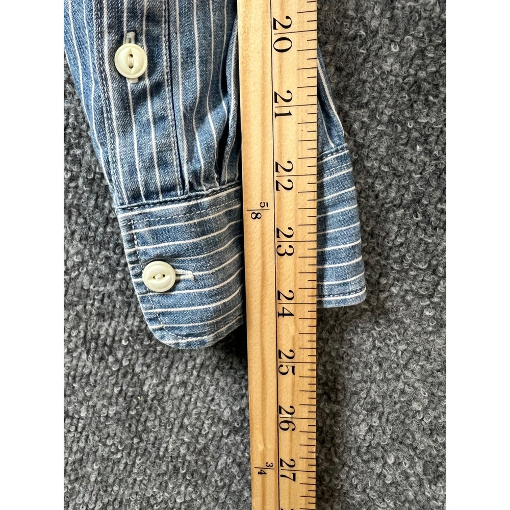 Faherty Womens Shirt Sz L Blue White Striped Tencel Linen Indigo Button Down - Picture 9 of 9